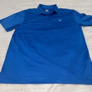 Callaway Polo Shirt Mens L Blue Opti-Dri Golf Geometric Pattern Short Sleeve